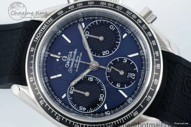 0226 SportInspired Speedmaster Racing Master SS HKF Best Edition Blue Black Dial on Black Rubber Strap A 7817